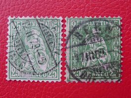 Sitzende Helvetia: Nr.40+49 grün+grün, Kat: 185.- saubere Ma