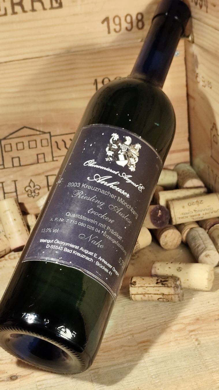 Vino: Riesling Auslese 2003 Oekonomierat Aug. E. Anheuser – Nuovo e nell'imballaggio originale da Büsserach venduto da Vintage-vins 3