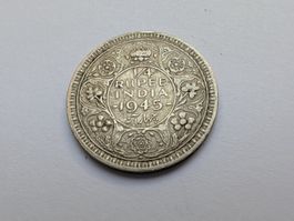 🇮🇳  India 1/4 Rupee 1945 VF+ Silver 11.5g .500