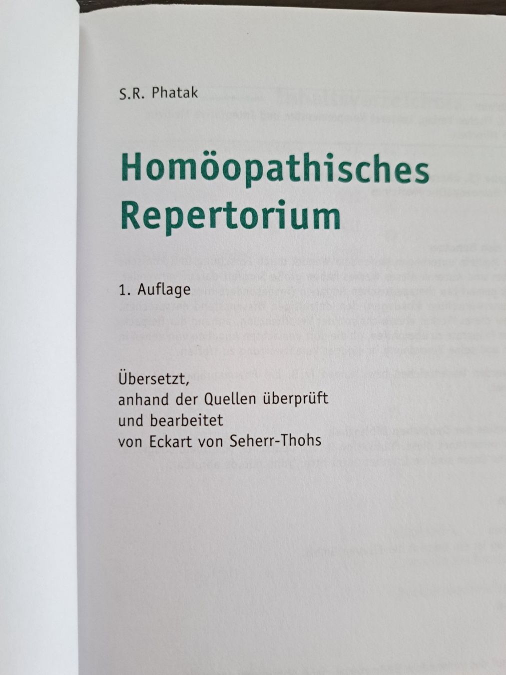 Libri: Homöopathisches Repertorium / S.R. Phatak – Usato da Seelisberg venduto da luna1313 2