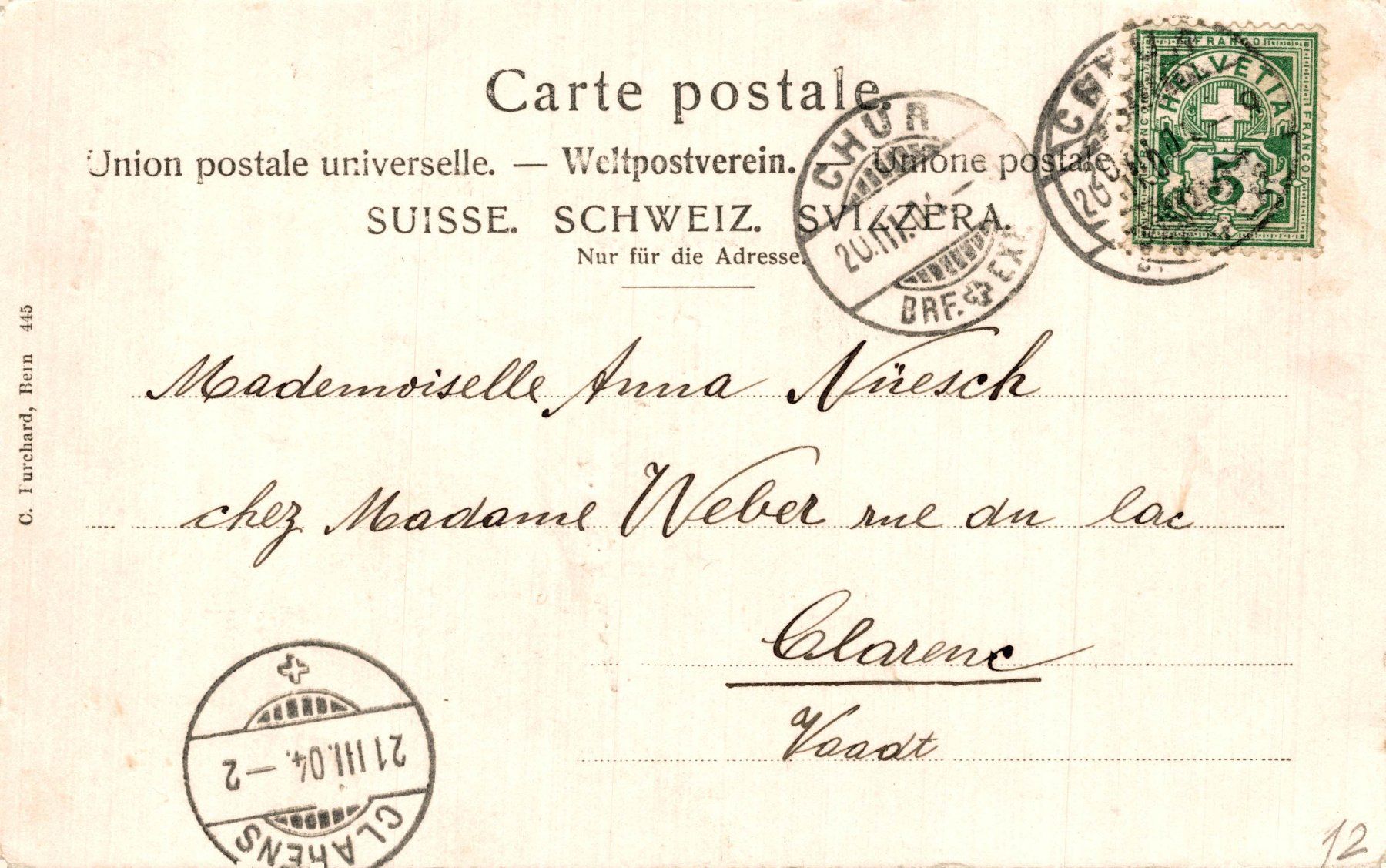 Cartoline postali: Chur. Raetisches Museum, Dr. E. W. Kilias-Denkmal – Usato da Bronschhofen venduto da Astore 1