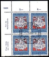 PRO PATRIA 1966 DER WEGWEIS. ENGEL 4ERBLOCK AUSGABETAG -Y163