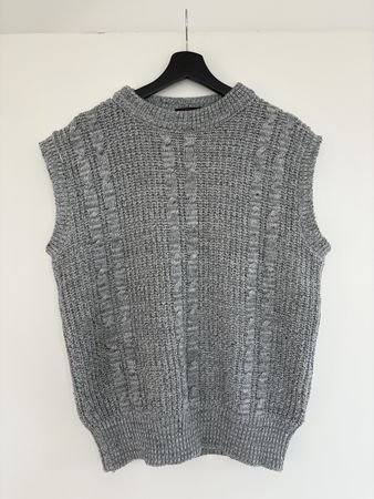 Vest Grey Cable Knit Size M Made in Great Britain
