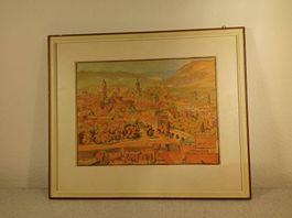 Gemälde von Basel, Kunsthandlung H.P. Krieg, vintage