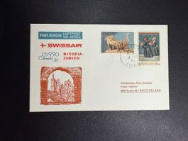 Swissair Erstflugbrief Nicosia-Zürich 1971