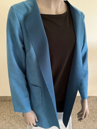 Kurzmantel ungefüttert Wildleder-Look blau/petrol Gr.M 38/40