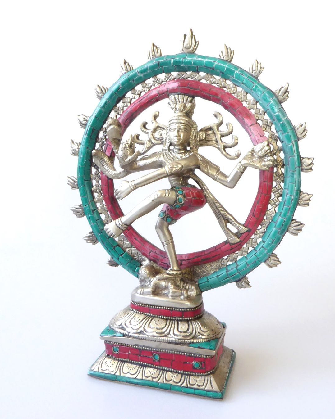 Statuette: Messing-Figur versilbert - Shiva Nataraj – Nuovo e nell'imballaggio originale da Mauren venduto da Yeelen 5