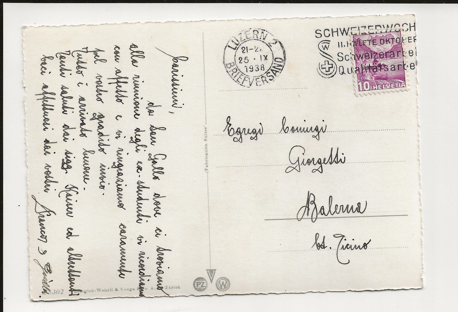 Cartoline postali: AK 1938 St. Gallen, Klosterkirche – Usato da Greifensee venduto da 315WDO 1