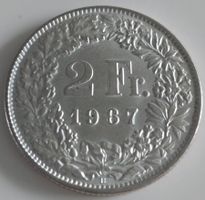 2 Franken 1967 Helvetia Münze guter Zustand