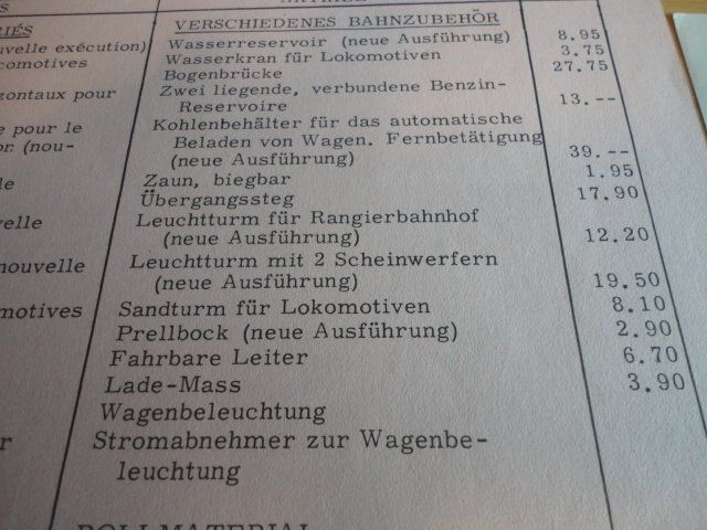Pocher Modellini di ferrovie: Pocher Prospekt 1957 mit Preisliste – Usato da Wittenwil venduto da trixmartin 9