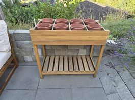 HATTHOLMEN Blumenständer, lasiert Eukalyptus/für draußen