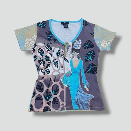 Custo Barcelona Y2K graphic summer T-shirt vintage M