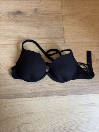 Bikini Oberteil schwarz geflochtene Träger grbraucht
