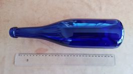 Blaue Glasflasche Deko Flasche leer Upcycling DIY
