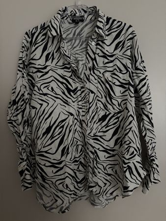 C&A Leinen Bluse, Zebra Muster, Gr. 40