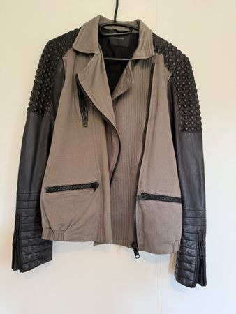 Jacke, Gr. 2, Lederärmel, Maison Scotch Neuwertig !