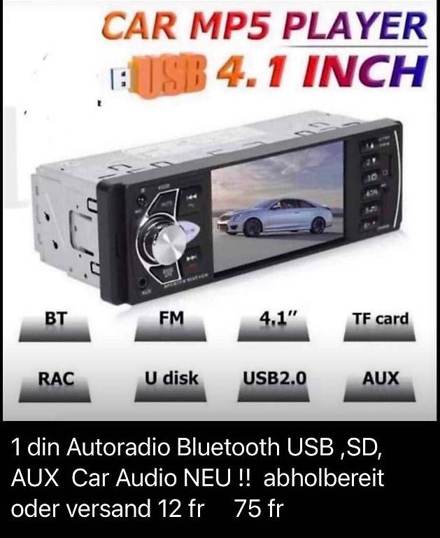 Radios: 1 din bluetooth auto radio mit bildschirm NEU! – Neu und originalverpackt aus schwerzenbach von deliiokanli
