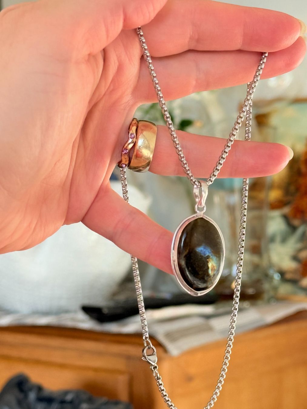 Catenine: Superbe collier Labradorite , neuf! – Nuovo e nell'imballaggio originale da Genève venduto da AGBERG 1