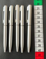 5 praktische kleine Kugelschreiber, silbern, silbrig, silver