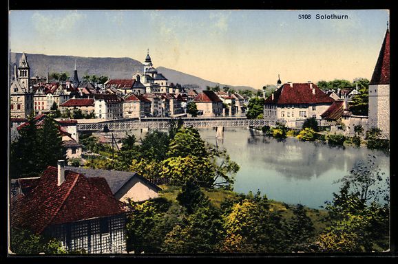 Cartoline postali: Solothurn, Stadtansicht an der Aare mit  – Usato da Berlin venduto da bartko-reher