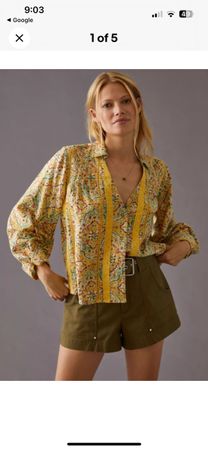Anthropologie Pilcro Pintuck Peasant Blouse medium