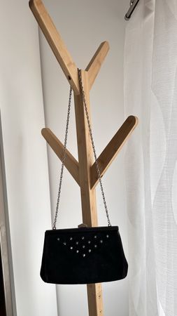 Abendtasche schwarz Wildleder mit Kette