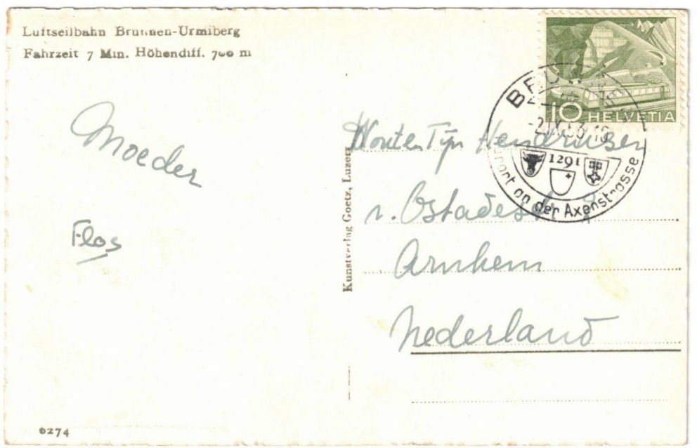 Cartoline postali: Brunnen - Luftseilbahn Urmiberg – Usato da Binningen venduto da Mountainrider 1