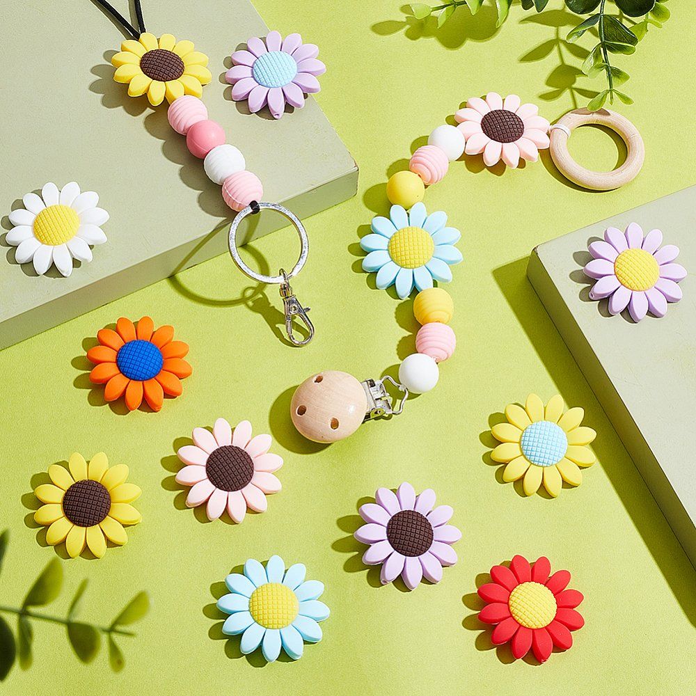 Perle (finte): Perle Silikon Sonnenblume 40x10mm – Nuovo (secondo la descrizione) da Alpnachstad venduto da perlengaby 3