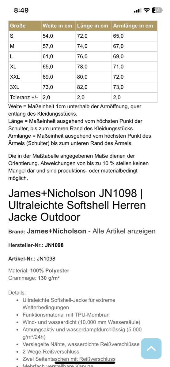 Giacche: James & Nikolson Ultralight Softshell Jacke Gr S – Usato da Birrwil venduto da Bendegriz 4