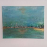 Acryl-Bild, am Hafen.
