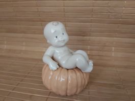 Seltene, Vintage NAO Porzellan Figur, Baby auf Kürbis