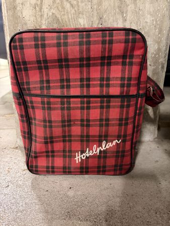 Vintage Tasche Rot-Schwarz Karomuster Hotelplan 🇨🇭