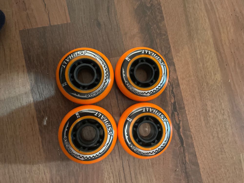 8 Roues Labeda Asphalt Orange 72mm - Pour Roller Hockey, Roues Dures, Neuves