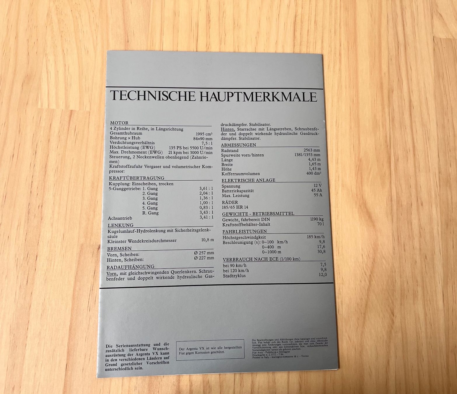 Fiat Documenti: FIAT ARGENTA VX Verkaufsprospekt – Usato da Münchenbuchsee venduto da Volver64 3