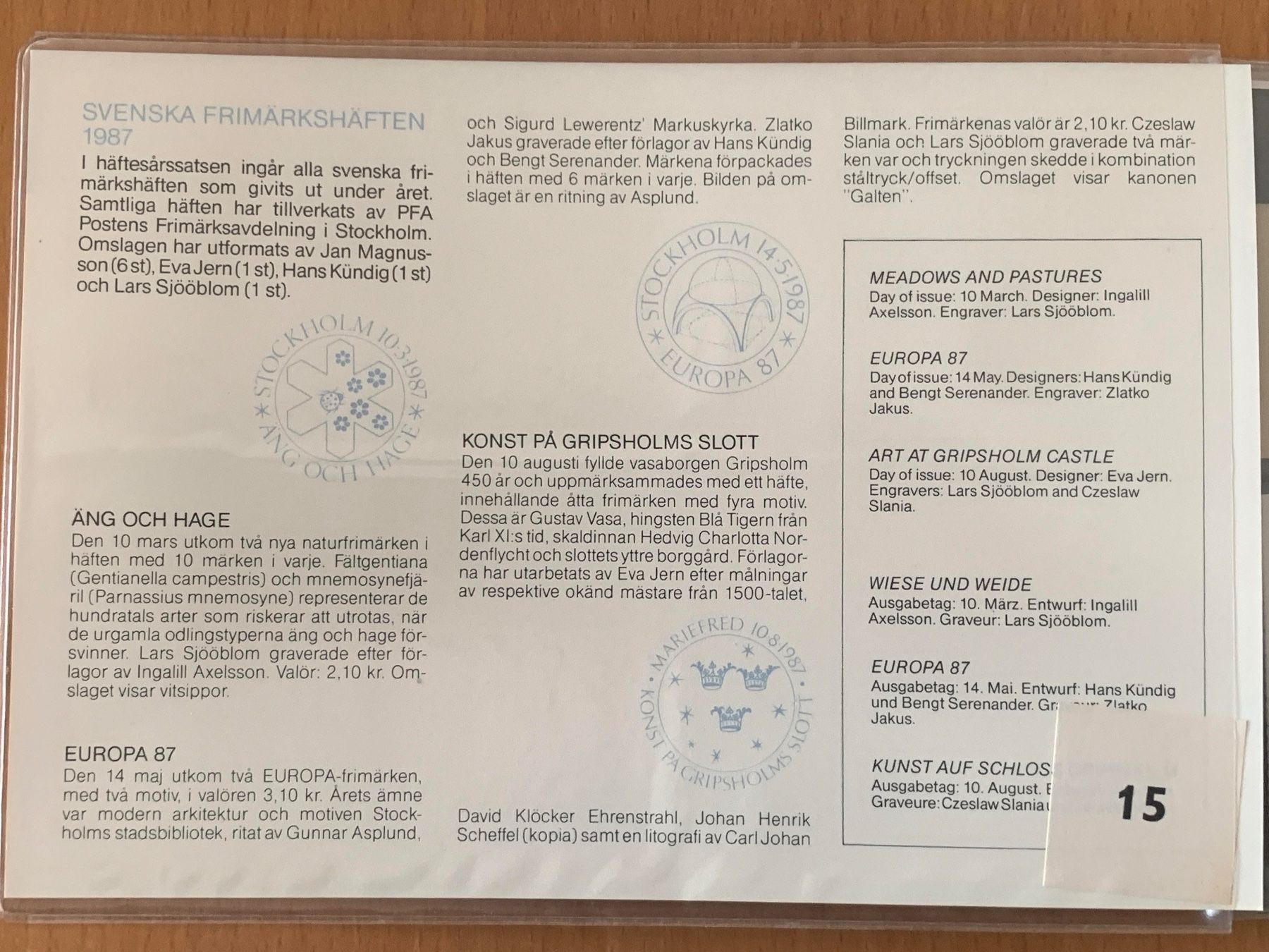 Tutti i francobolli: Schweden Suède 1987 - Swedish Stamp Booklets - Complete Set – Nuovo e nell'imballaggio originale da Chavornay venduto da 4dphila 1