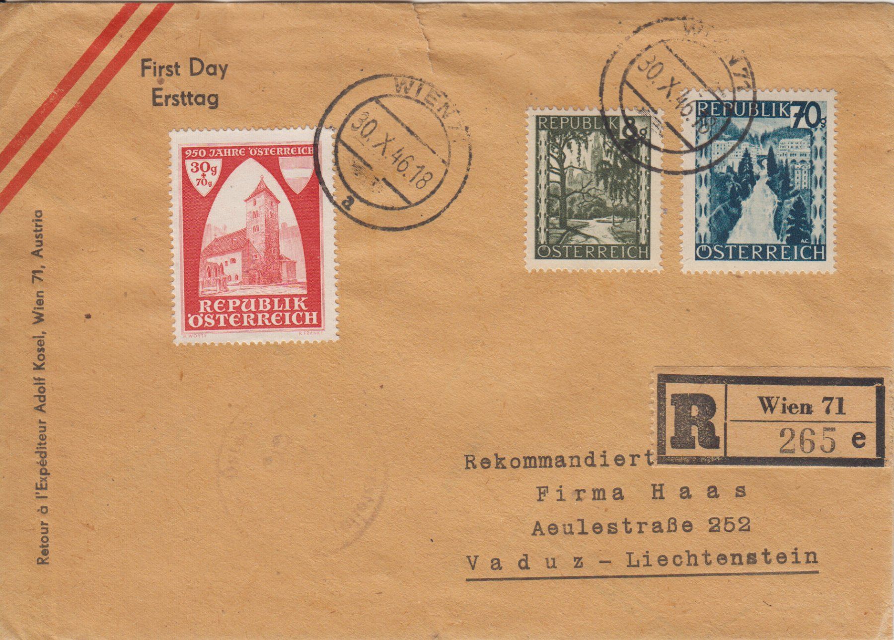 Tutti i francobolli: Österreich: R-Brief 1946 – Usato da Eschlikon TG venduto da PhilCon