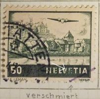 MA58) F29, Flugpostmarke Abart, verschmierter Druck