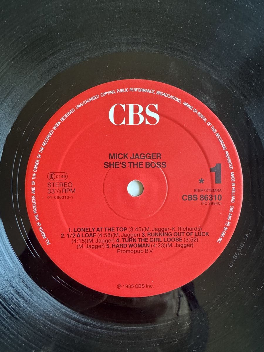 Dischi in vinile: Mick Jagger - She's The Boss - LP -1985 – Usato da Rorbas venduto da BlackstarRecords 3