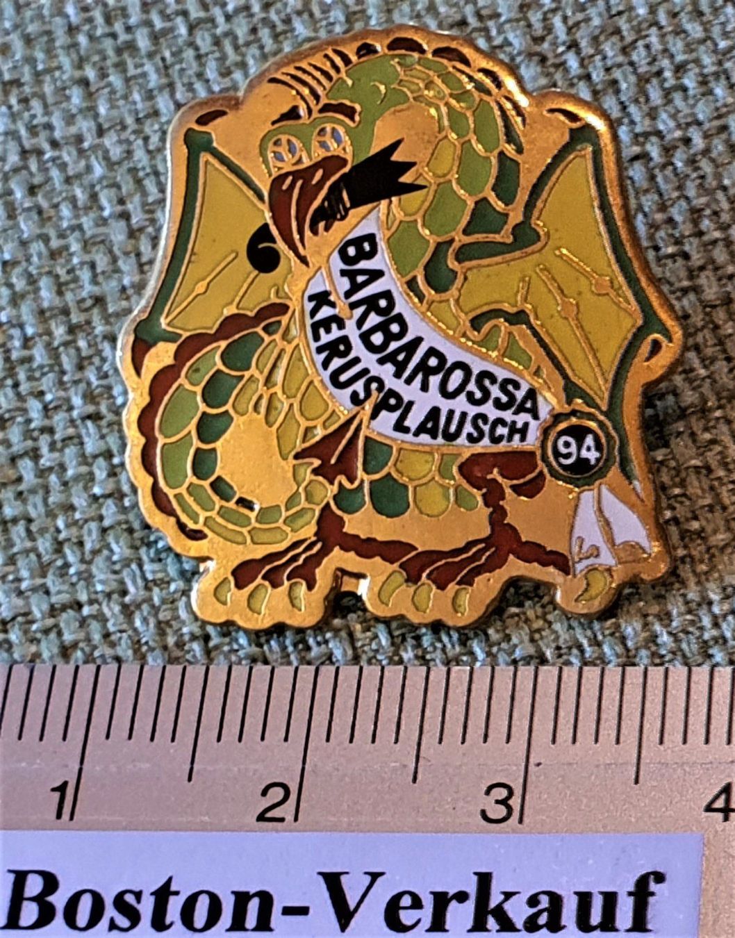 Plaketten & Abzeichen: D015  Pin Basilisk Basel Barbarossa Kerusplausch 94 – Gebraucht aus Reinach BL von Boston-Verkauf 1