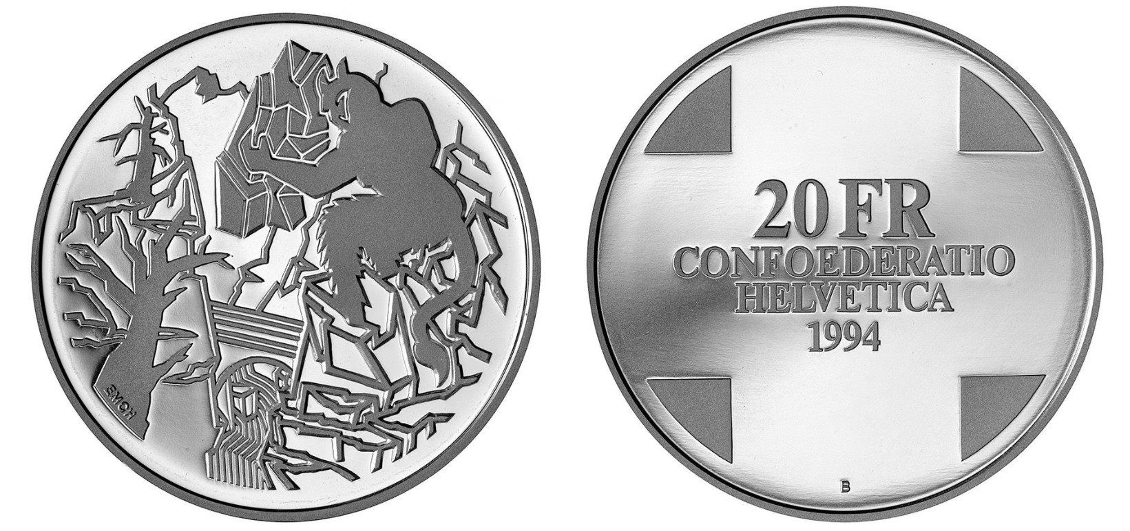 Alle Münzen: 1994. 20 FR. Teufelsbrücke. – Neu (gemäss Beschreibung) aus Solothurn von Numis_4500