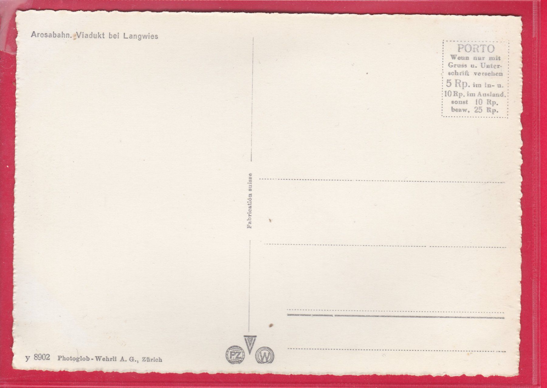 Cartoline postali: AROSABAHN, VIADUKT BEI LANGWIES – Usato da Oberrieden venduto da Gebirgsstelze 1