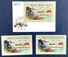 1990 Färöer-FDC + Block 4 ET+**- 50 Jahre Färöer Flagge