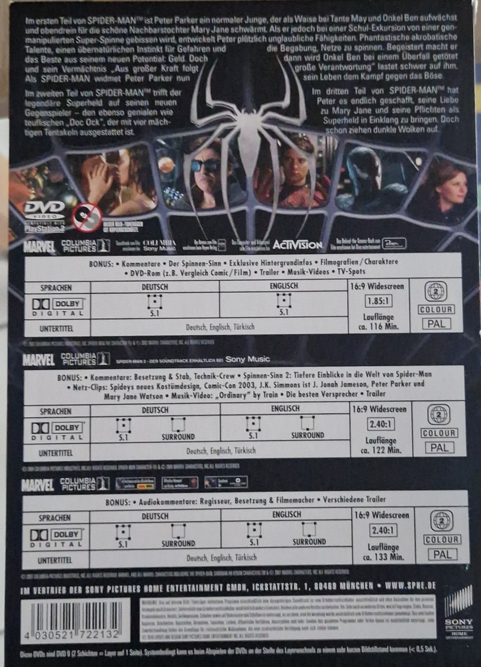Tutti i DVDs: SPIDERMAN 1-3 – Usato da KREUZLINGEN venduto da sma_c5fz 3