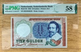 10 Gulden Niederlande 1953!!! Zertifiziert!!! aUNC!!!