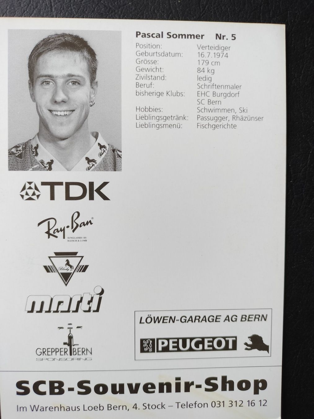 Autografi: SC Bern, SCB Autogrammkarte, Pascal Sommer – Usato da Schwanden Sigrisw venduto da len_9yqg 1