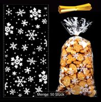 50 Guetzli Säckli Set mit Schneeflockenmuster Weihnachten