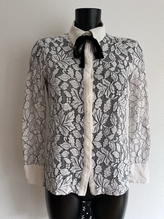 Damen Bluse Spitze Schwarz/Weiss Grösse 36 H&M