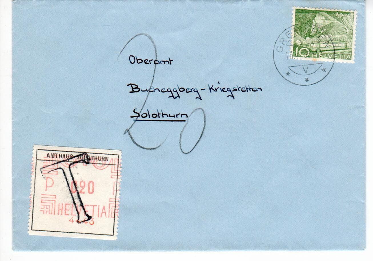 Tous les timbres: Brief Grenchen - Tax Amthaus Solothurn – D'occasion à Wolhusen par Curver9