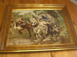 Antiker Rahmen mit Gobelin Bild