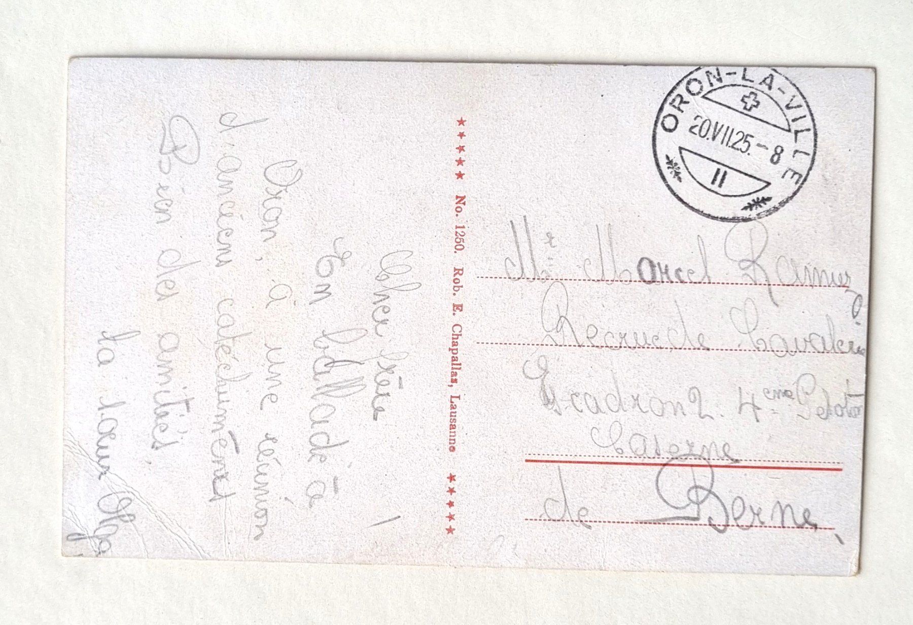 Ansichtskarten: Oron la Ville - 1925 – Gebraucht aus Rothrist von RROENK 1